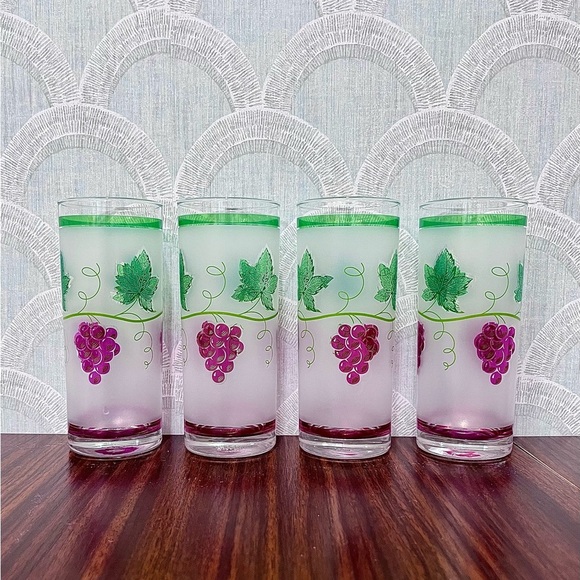 Set of (4) VTG 50’s-60’s Libbey Frosted “Grapevine” Glasses 🍇 - Picture 2 of 6